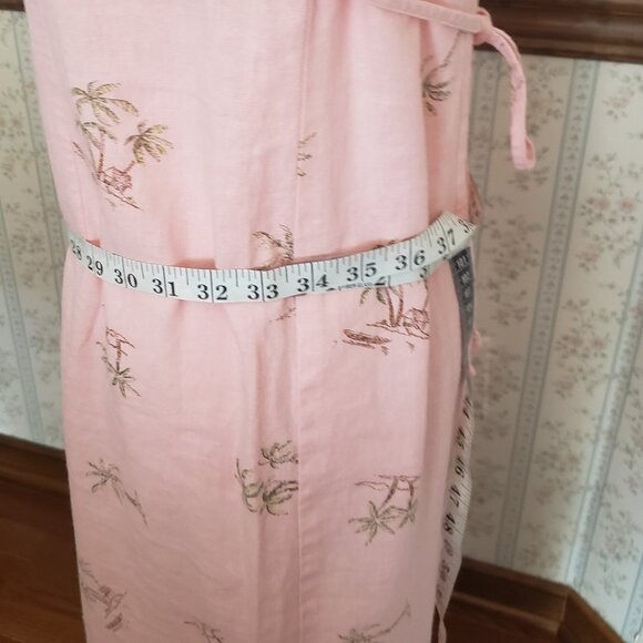 SAG HARBOR VTG PETITE PALE PINK PALM TREE DRESS WITH MATCHING CARDIGAN SWEATER - Picture 9 of 14